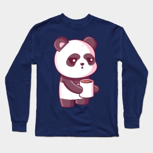 Cute panda drinking coffee Long Sleeve T-Shirt